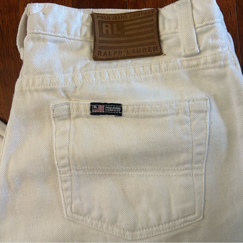 Vintage Polo Ralph Lauren White Baggy Straight Leg Preppy Denim Jeans - Picture 2 of 7
